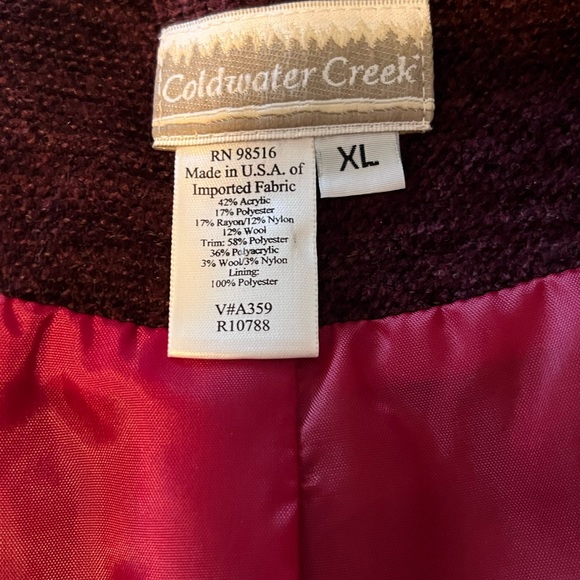 Coldwater Creek Burgundy Chenille Walking Jacket Size XL - Picture 5 of 9